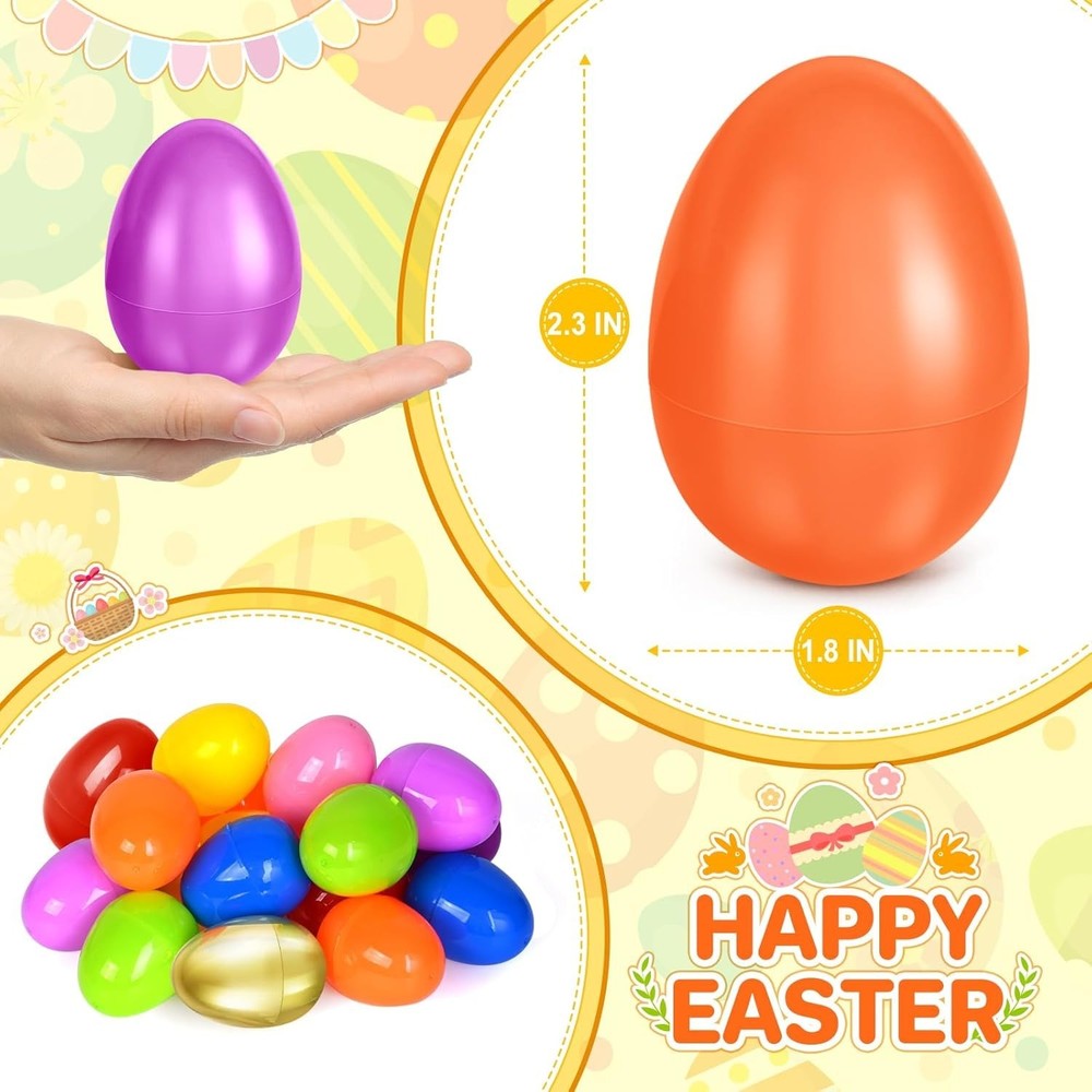 2.3” Unfilled Easter Eggs, 60 pcs Colorful Egg Plus 1 Golden Egg, Empty Plast...