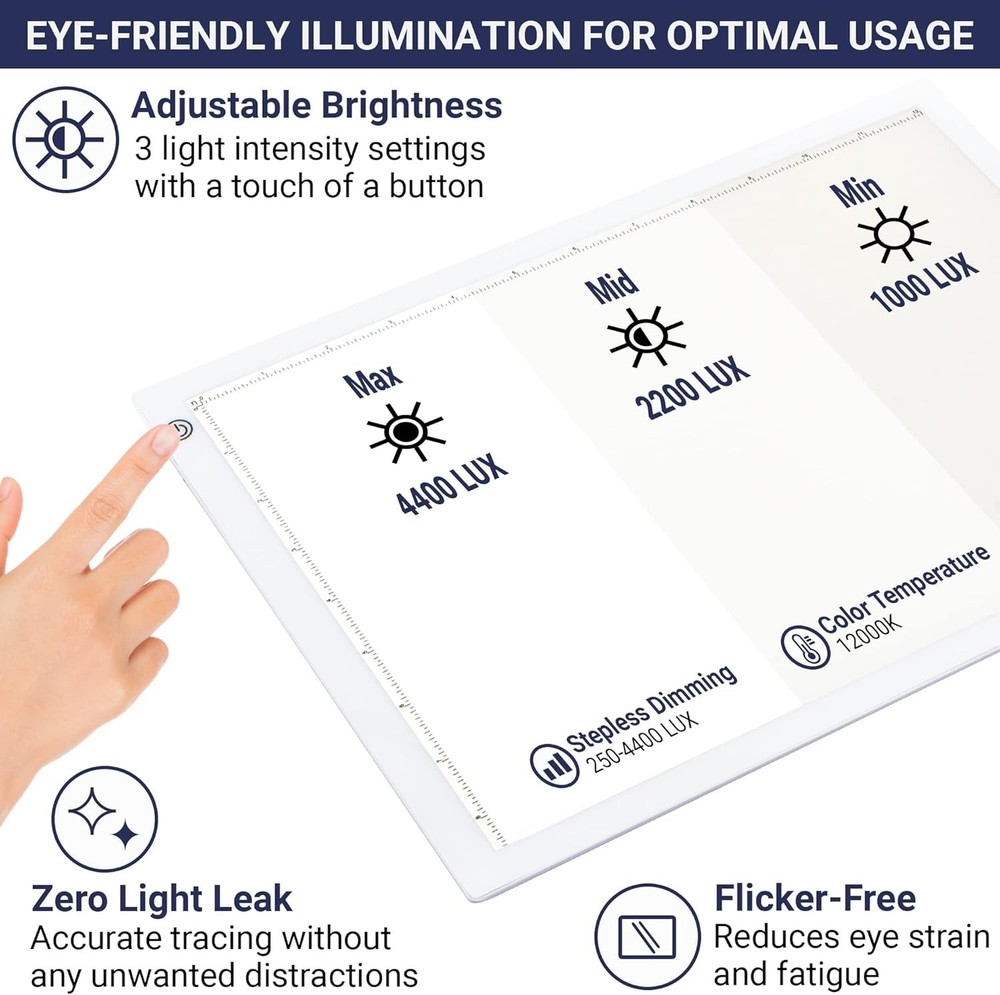 Tracing Light Box, Ultra Thin Light Pad with Adjustable Brightness, Drawing, LED