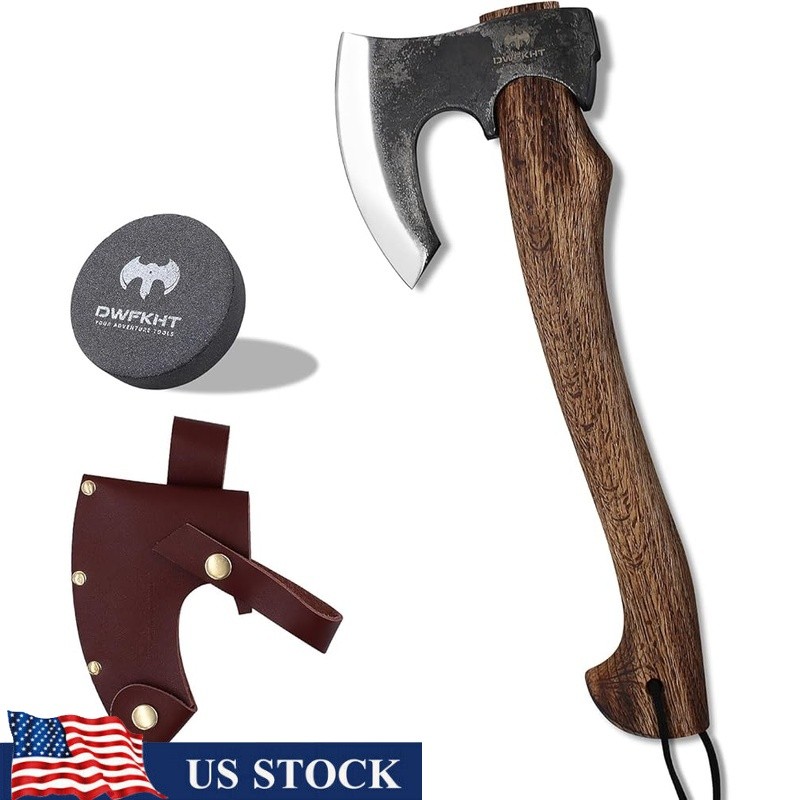 Multipurpose Camping Hatchet Beech Wood Handle Outdoor Axe Tool W/ Sheath New