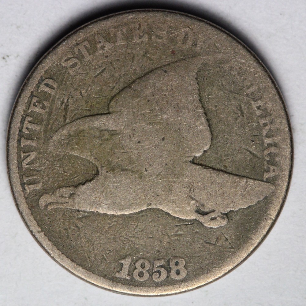 1858 LL Flying Eagle Cent Penny GOOD E106 GACB
