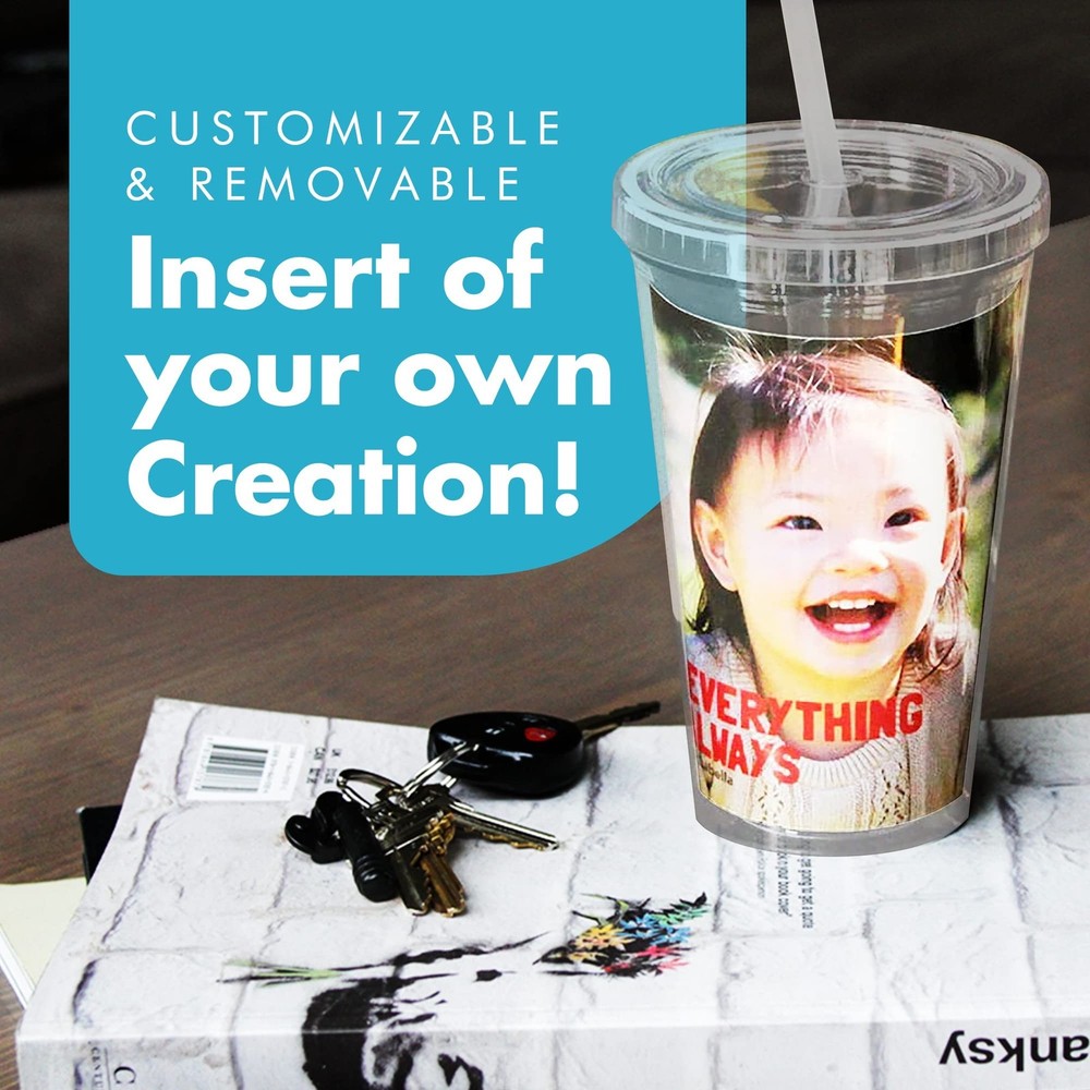 Simple Green Solutions - Customizable Paper Insert Acrylic Double Wall Cup fo...