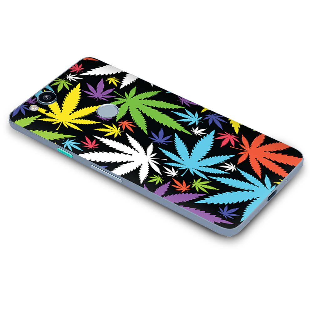 Google Pixel 2 Skins Decal Wrap Colorful Weed Leaves Leaf