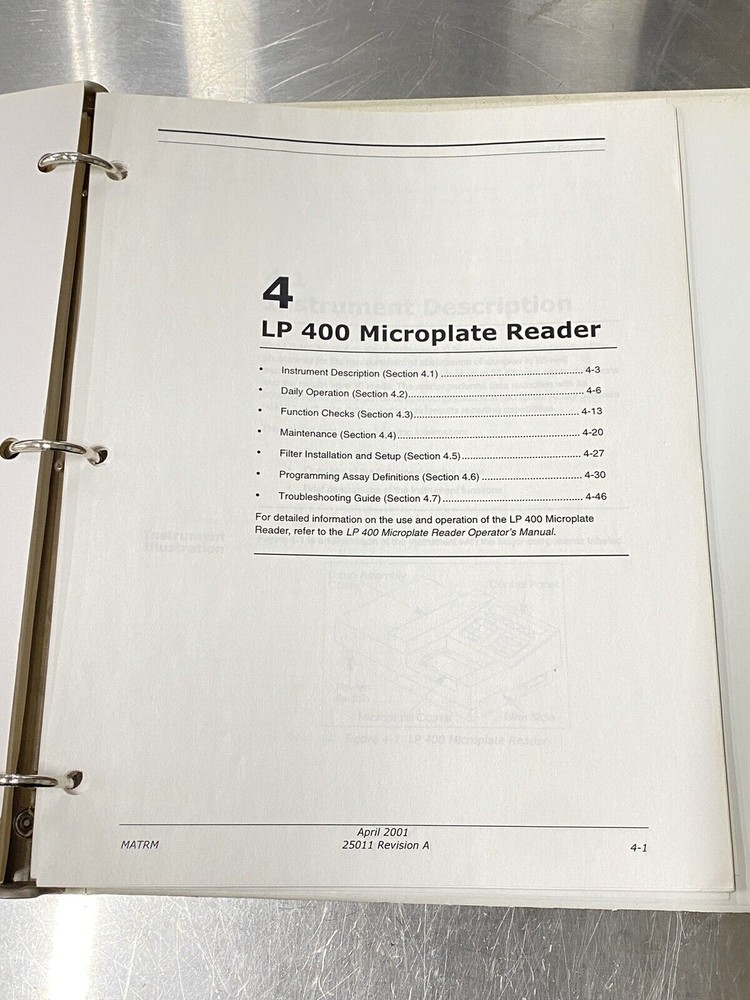 LP 400 Microplate Reader - Users Guide / Instruction Book / Manual