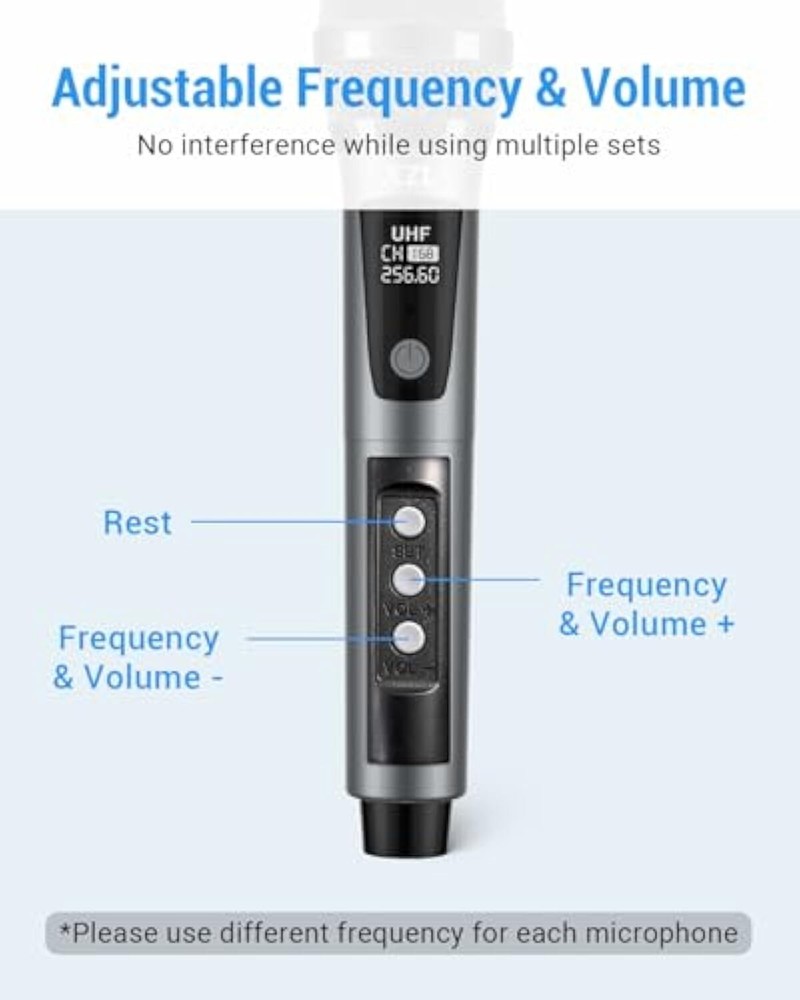Wireless Microphone Rechargeable Two Cordless Microphones