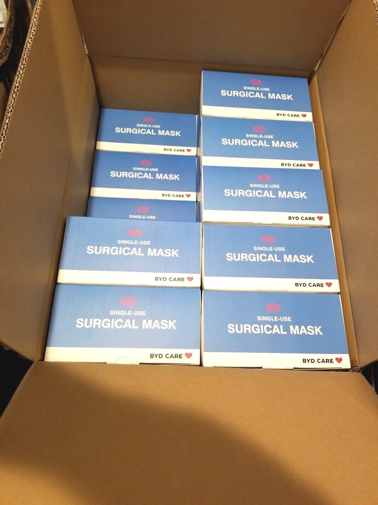 BYD CARE SURGICAL MASK, 10 COUNT inside ONE sealed pack