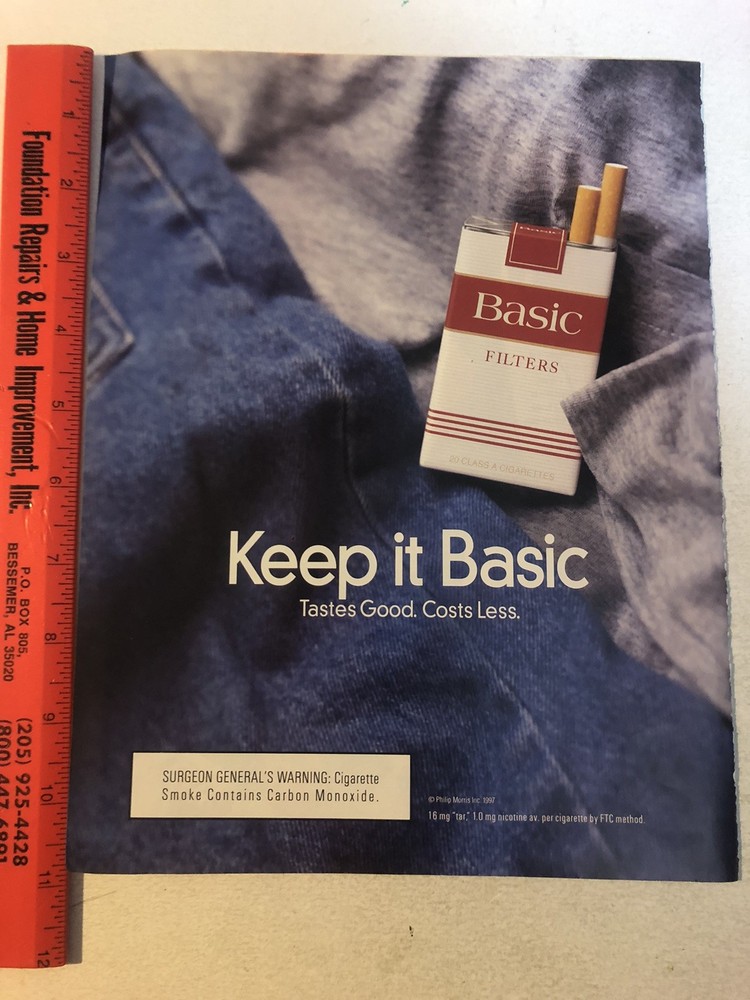 1997 Basic Cigarettes Vintage Print Ad Advertisement pa37