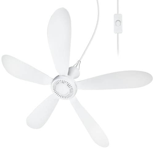 28" AC 110V Portable Ceiling Fan with ON/OFF Switch, Plug in Ceiling Fan