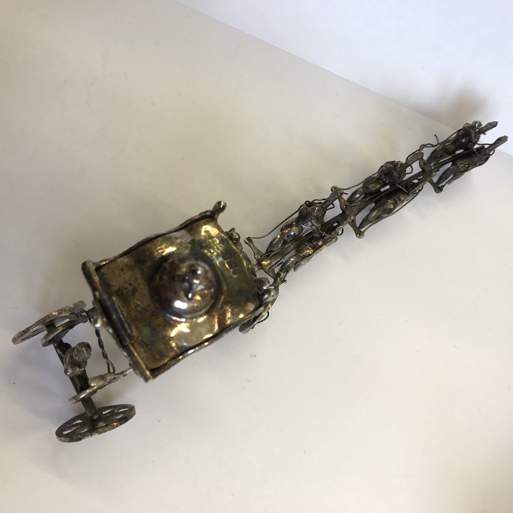 Fine Antique Solid Silver Miniature 1902 Coronation State Coach Salt 18cm