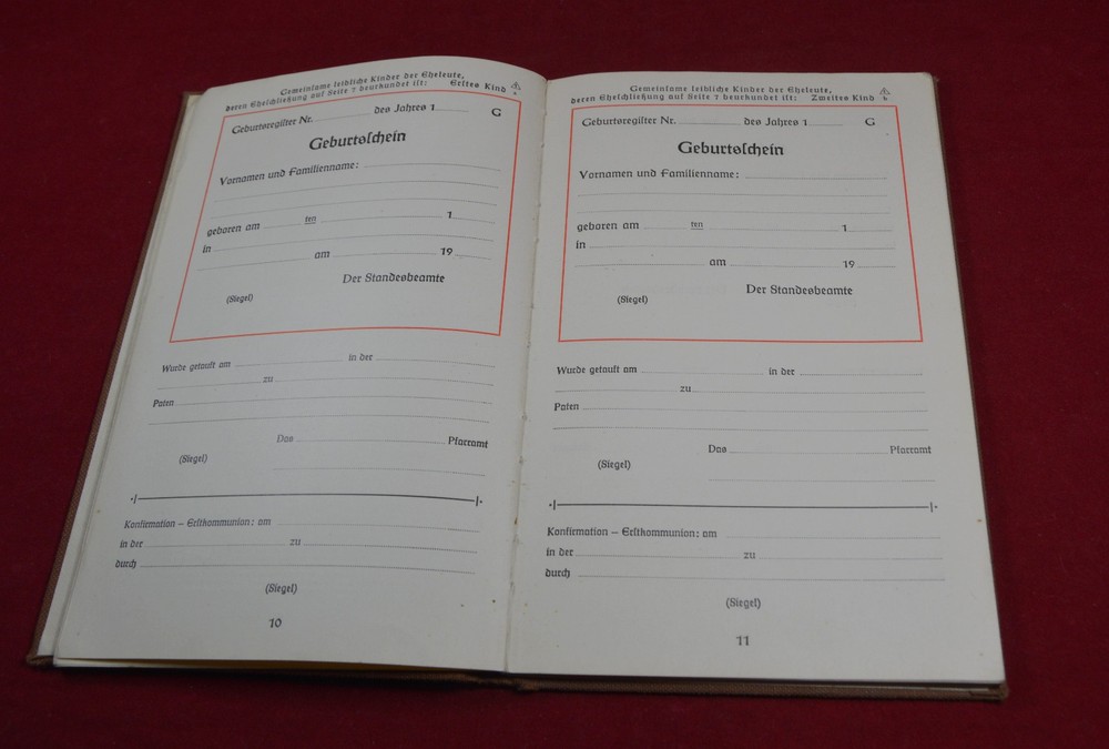 German WW2 Book Der AHNENPASS Proof Aryan certificate Document Original