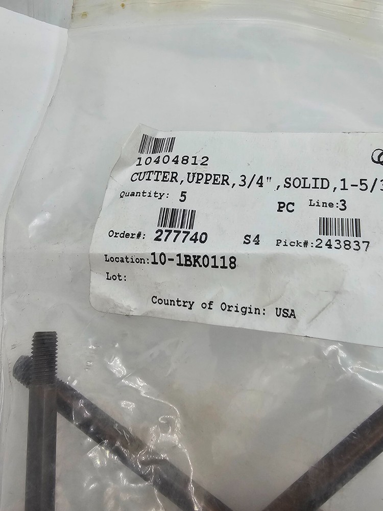 (QTY 5) JBT Cutter Upper 3/4 Solid, 1-5/32 10404812