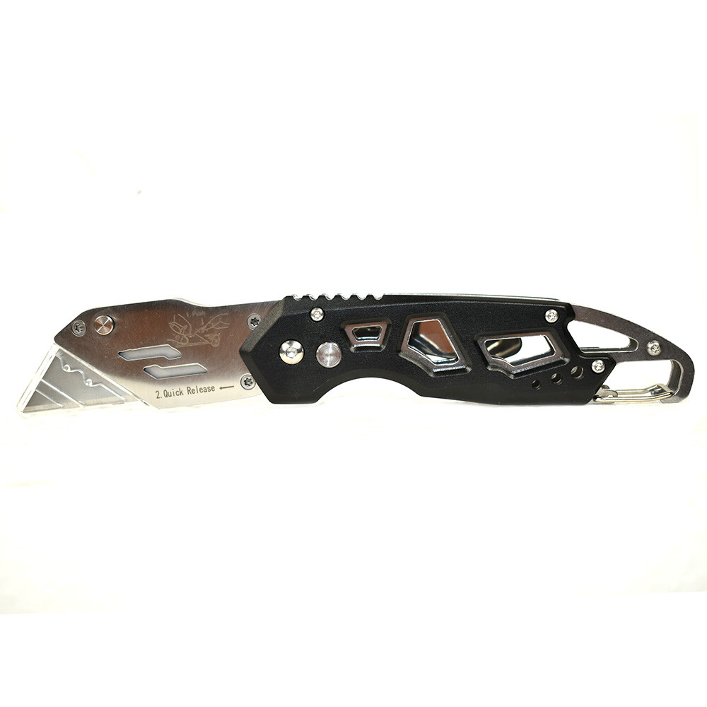Folding Utility Pocket Knife Box Cutter with Belt Clip, Easy Release Button