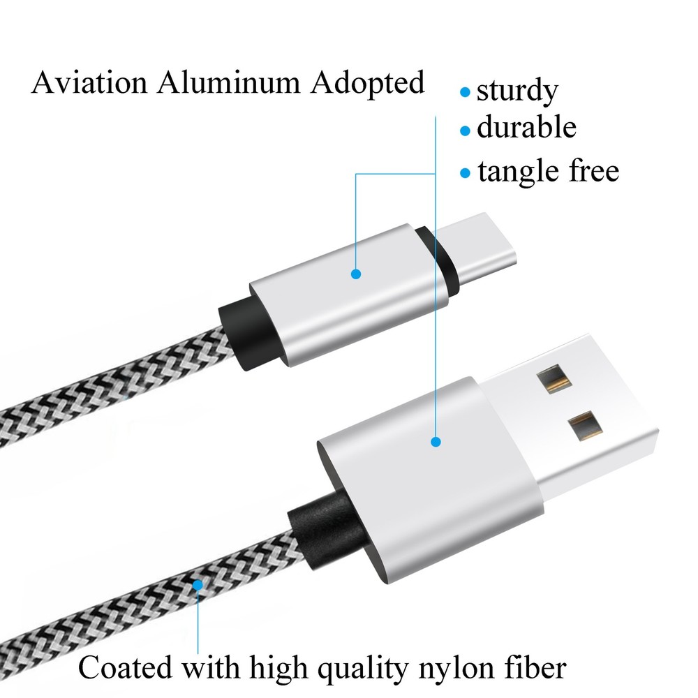 Ailun USB Type C Cable 10ft 3Pack Quick Sync (3-Pack), BlackWhite
