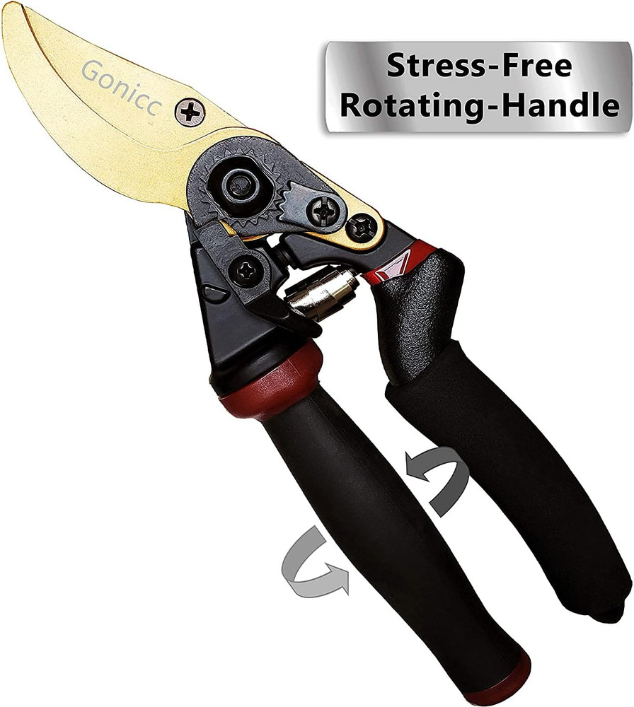 8.5" Professional Rotating Bypass Titanium Coated Pruning Shears(Gpps-1014), Sec