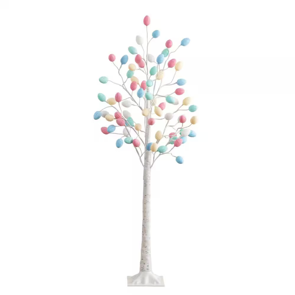 5 Ft. Pre-Lit Artificial Easter Twig Tree with 72 Egg Shaped LED Ornaments