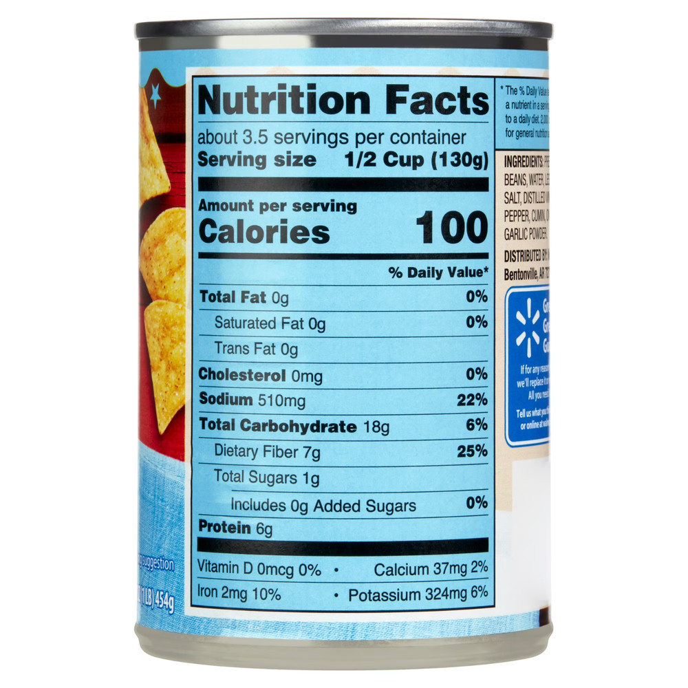 (6 pack) Great Value Fat Free Refried Beans, 16 oz