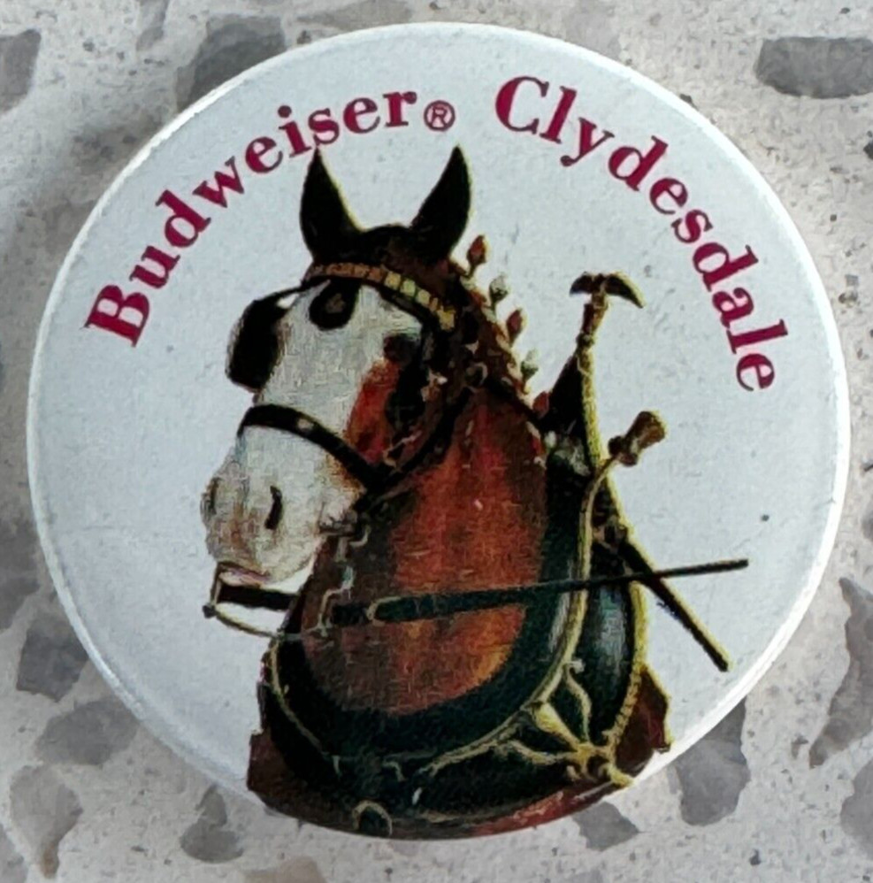Vintage BUDWEISER CLYDESDALE Beer Pin Back Button