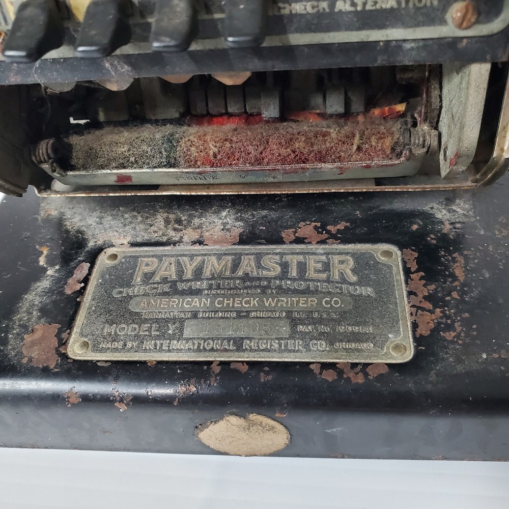 Paymaster Model Y Check Writer And Protector 7 Column Black Vintage American