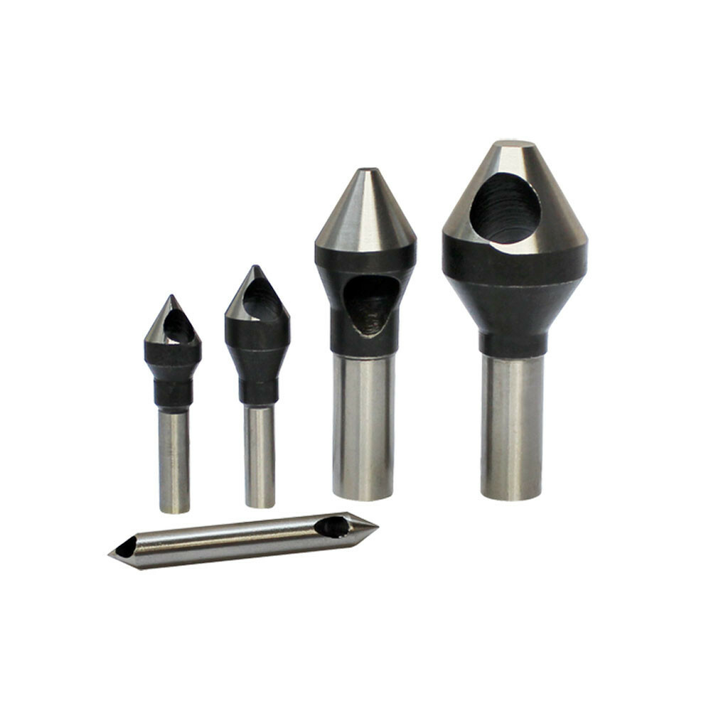 5 PC HSS Countersinks & Deburring Tool Set 60 Degree Straight Shank 1/16-9/16