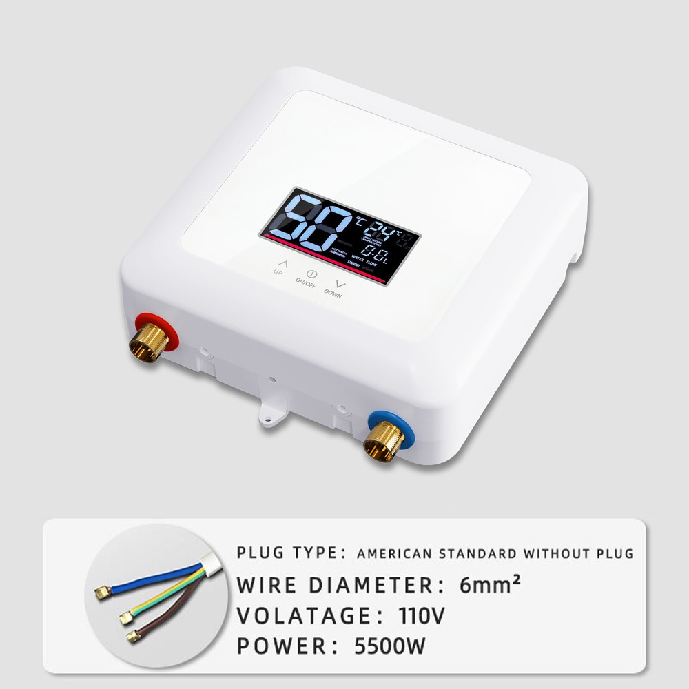 110V Instant Electric Tankless Water Heater Under Sink LED Water Boiler 5500W