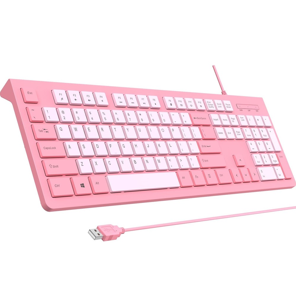 Wired Keyboard, Ultra-Thin USB Wired Computer Keyboard, Low-Profile Keys, Spi...
