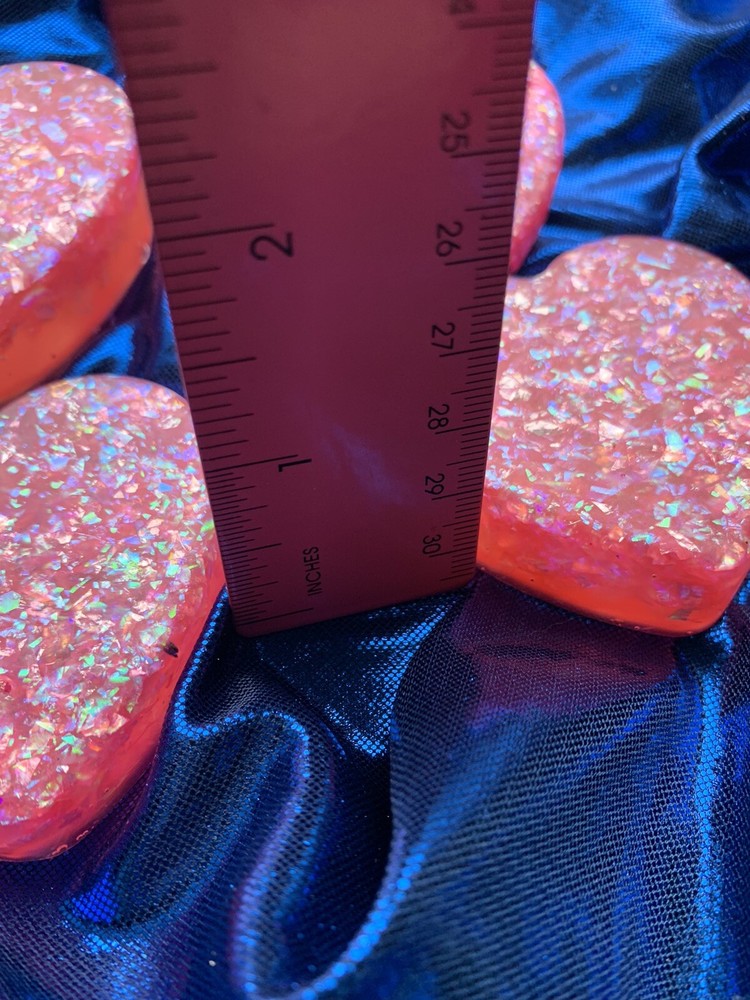 Handmade Iridescent Heart Magnets.