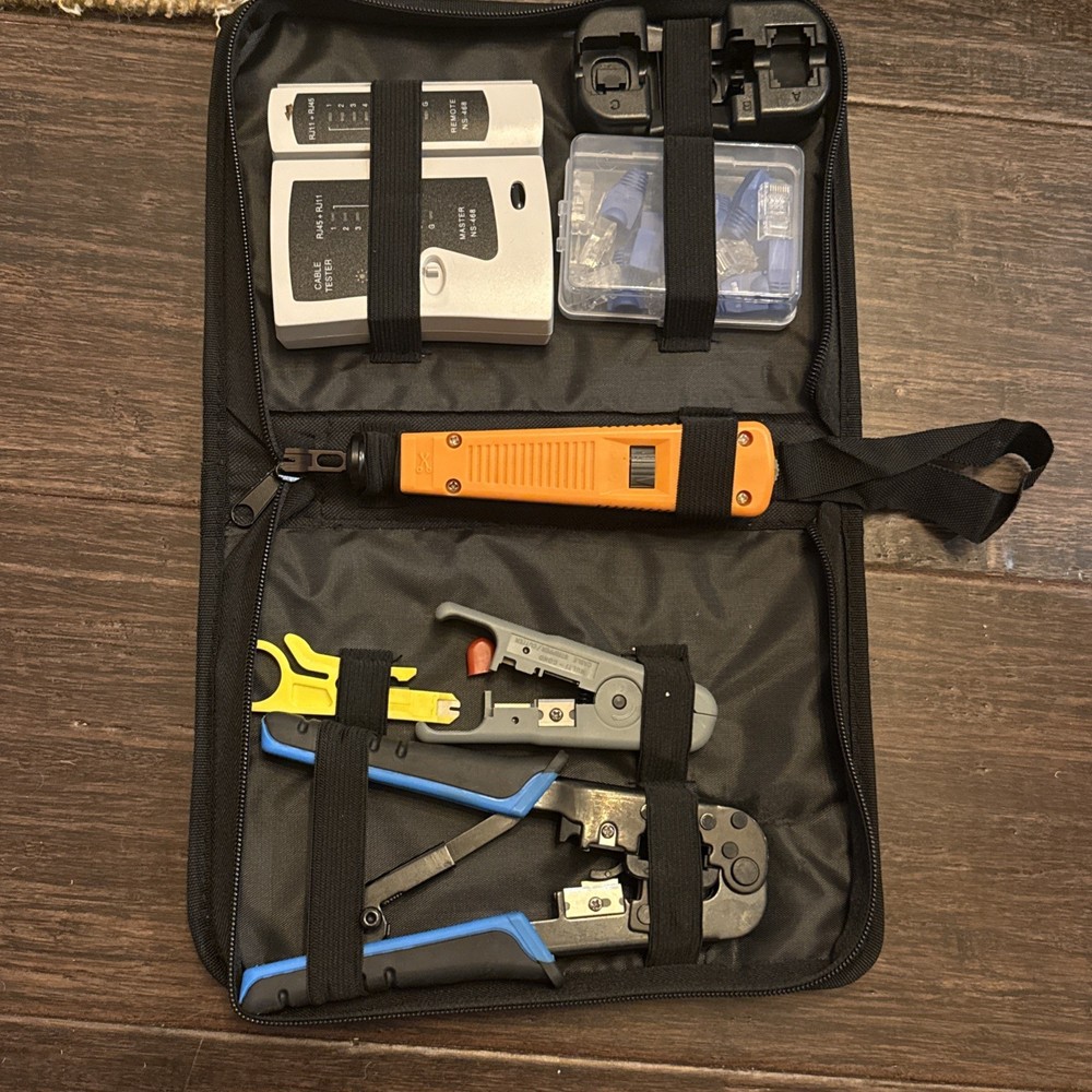 Network Installation Tool Kit with Cable Crimper, Tester, and Punch Down Tools