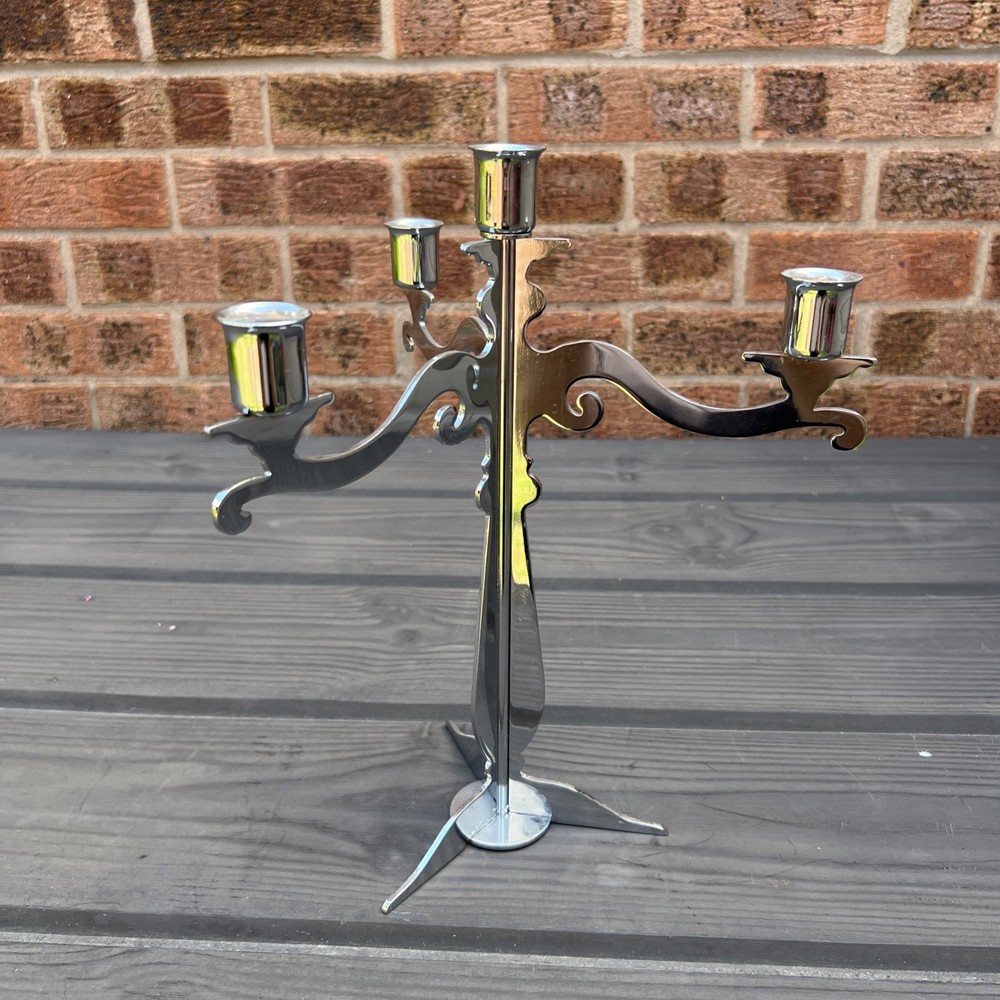 Luxury Chromium Three Arm Candle Holder