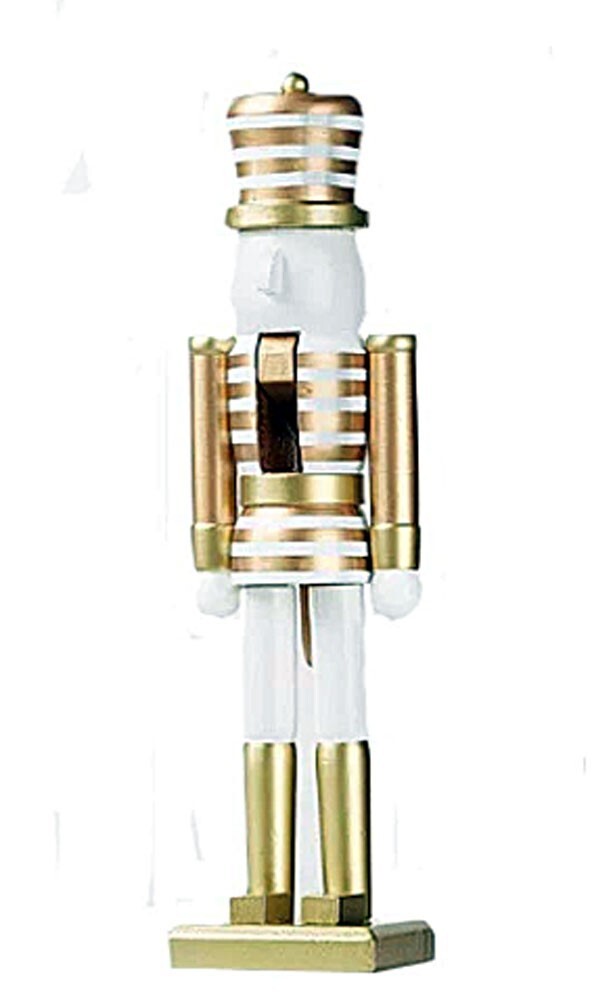 Holiday Lane Shine Bright Gold Stripe Nutcracker