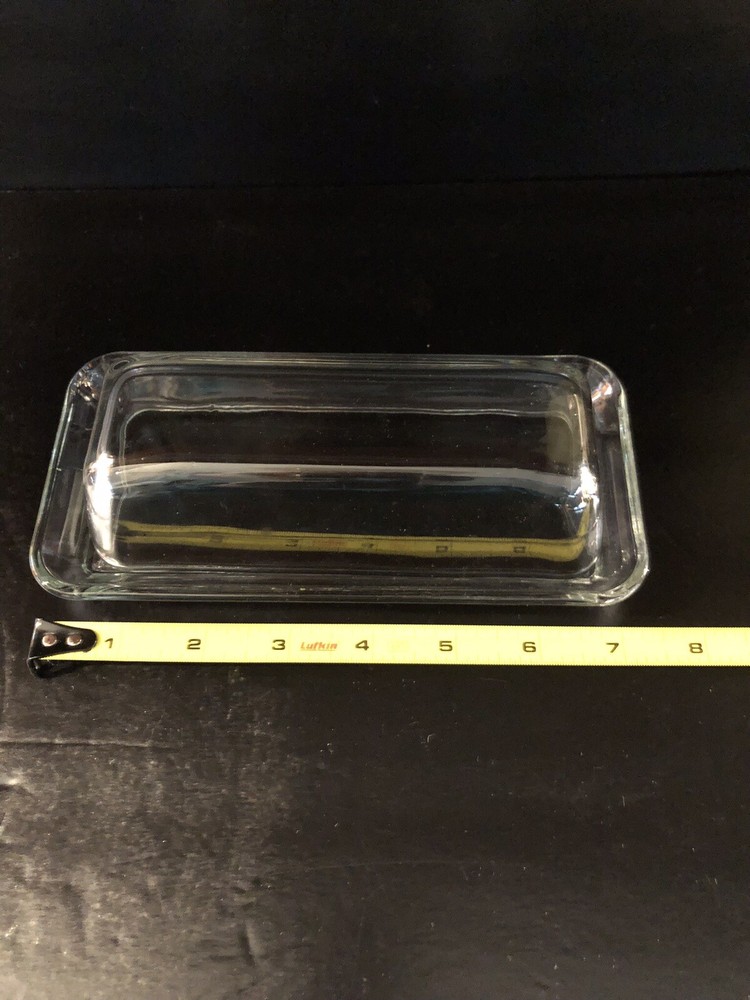Clear Glass Butter Dish with Lid Rectangular Classic Covered