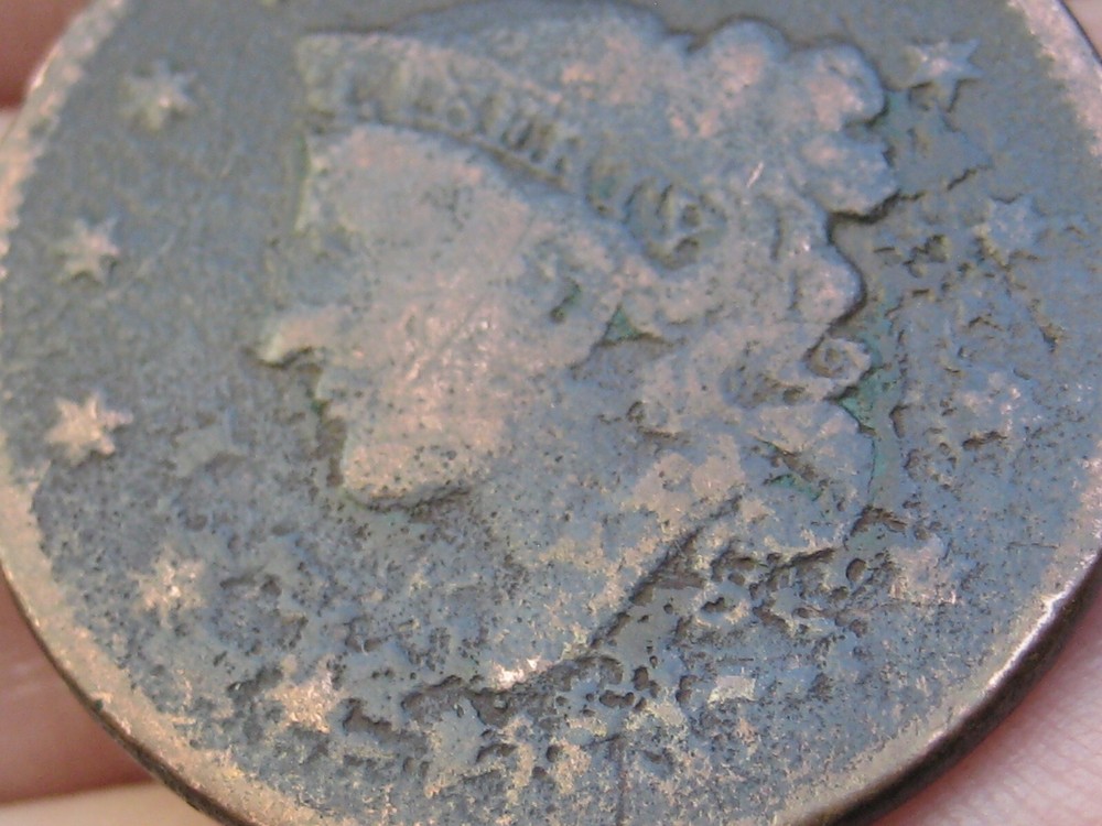 1837 Matron Head Large Cent- Medium Letters, Plain Cord, About Good Details