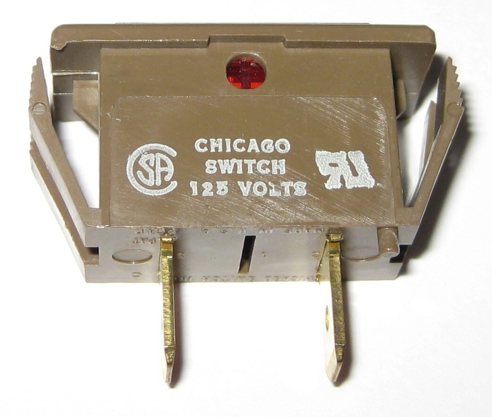 Red Rectangular Panel Mount Indicator Light - 125V - 0.25" Terminals - Chicago