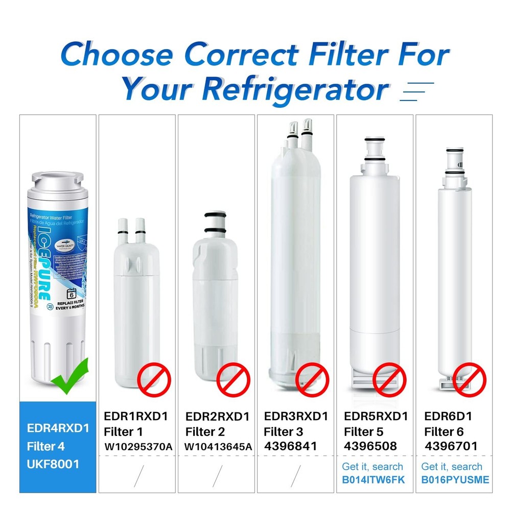 ICEPURE RWF0900A Fit For WRX735SDHZ Filter4 WRF555SDFZ09 9006 Water Filter 4Pack