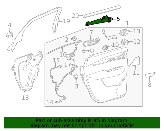 Genuine GM Passenger Side Rear Door Pull Handle Bracket 23404221