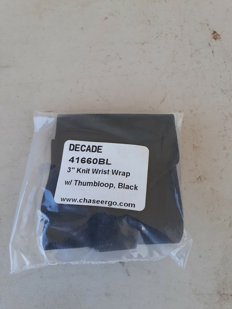 New Decade WRIST WRAP with Thumbloop 3 “ width Universal size Black 41660BL