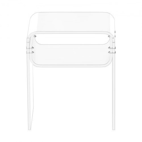 Acrylic Side Table, 2 Tiers Clear Bedside Table with Storage Shelf, Modern Recta