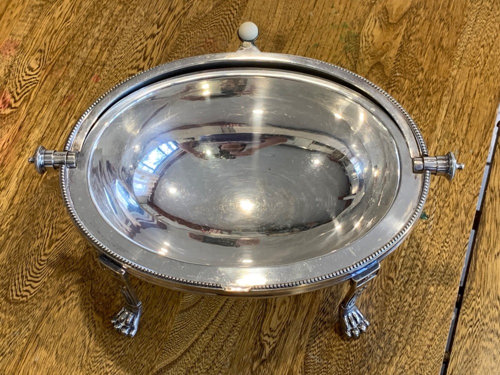 Walker & Hall Silverplate Revolving Domed Oval Warming Serving Dish