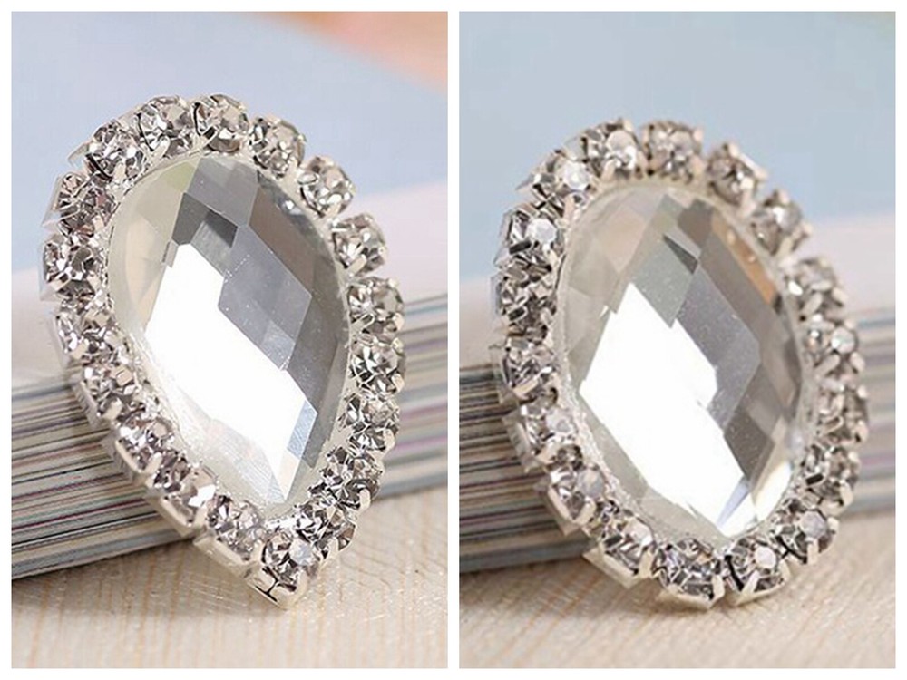 10 Crystal Rhinestone Cabochons Button Flatback Teardrop Oval Wedding Invitation