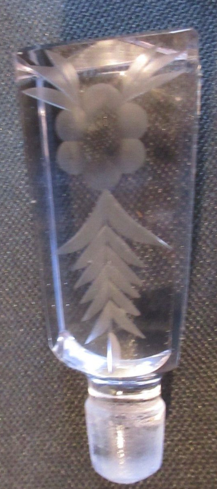 CRYSTAL ETCHED PERFUME DECANTER~5 1/4" TALL