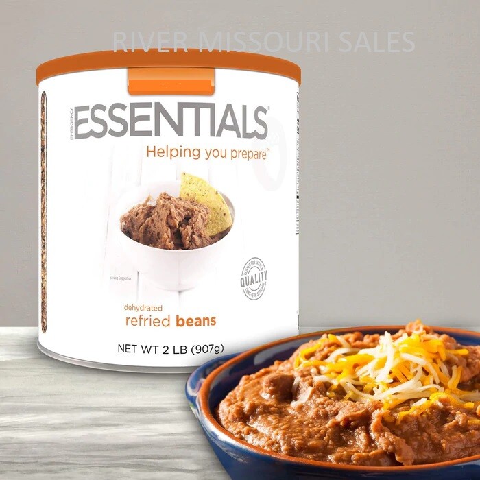 2 Pack - Essentials Refried Beans #10 Cans Emergency Long Term Food, 25 Year