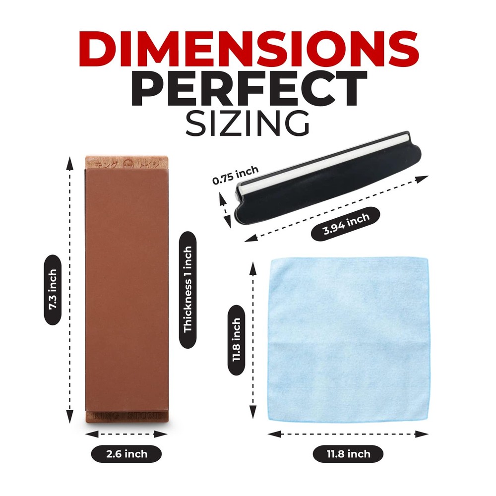 KING Whetstone Starter Set Include 1000/6000 Grit set, Brown