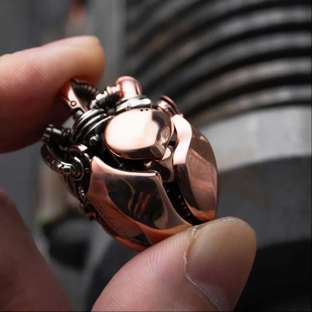Copper Mechanical Heart Pendant