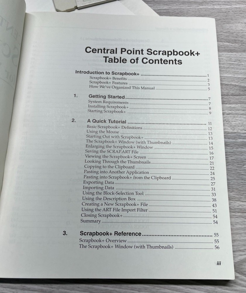 Scrapbook+ Version 2.2 Floppy Disk Software Instructions 1992 Central Point