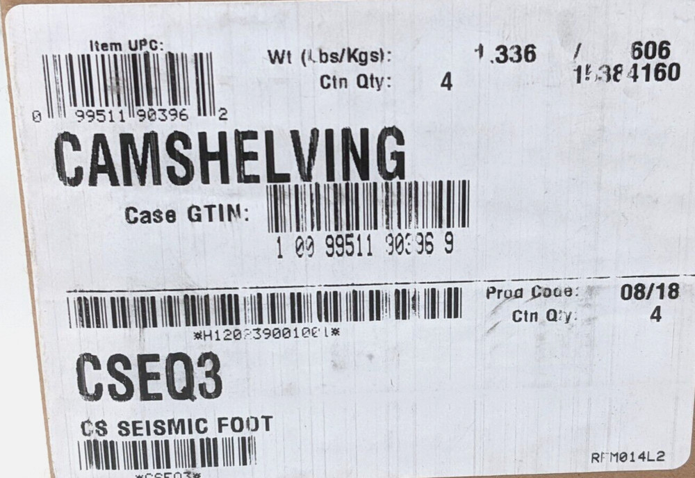Cambro Camshelving Seismic Foot CSEQ3 (4PC)