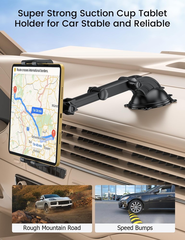 OHLPRO Tablet Holder for Car Suction Cup Mount 5-13" Base, Black
