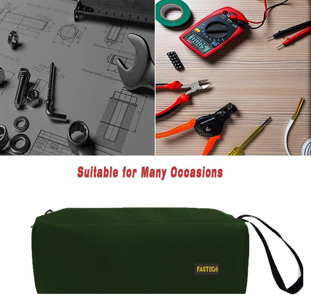 Compact Green Zipper Utility Tool Bag - Organized Storage for Any Tools