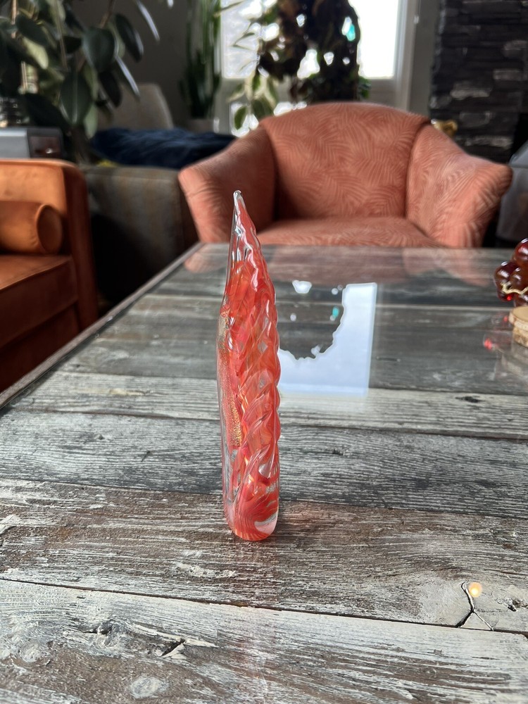 Small Unique Orange Fire Glass Ornament
