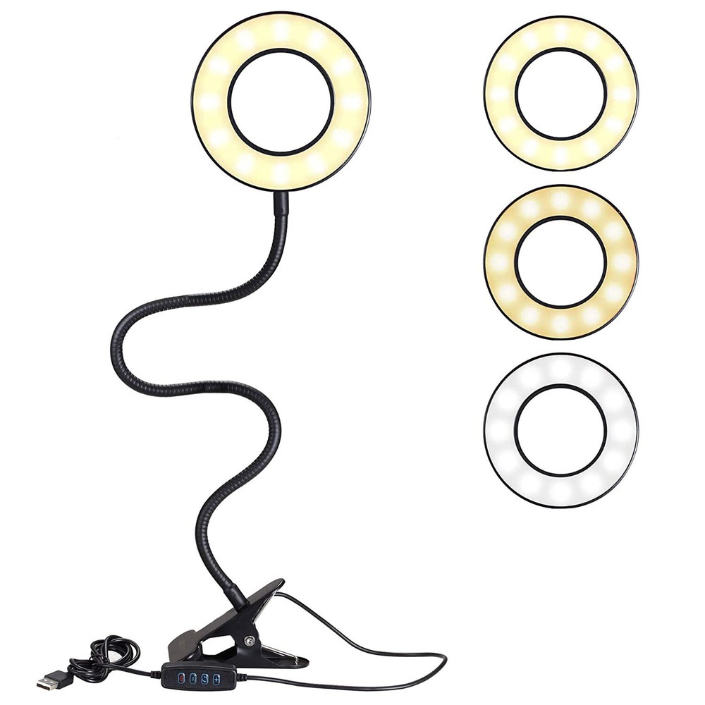 LED Clip On Desk Lamp Flexible Arm USB Dimmable Study Reading Table Light NEW