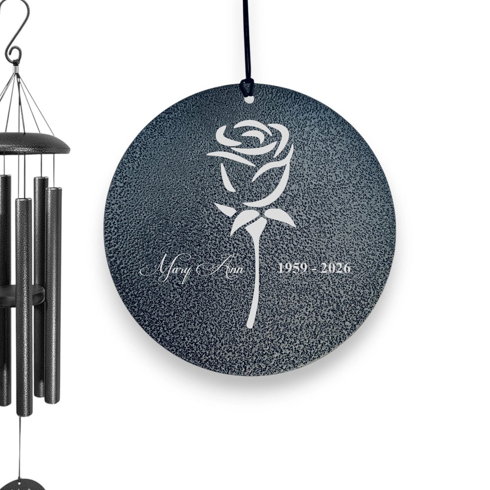 Wind Chime - Rose - PERSONALIZED - Black powder coated