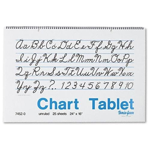 Pacon 74520 Cursive Cover Chart Tablet 25 Sheets 24"x16" White
