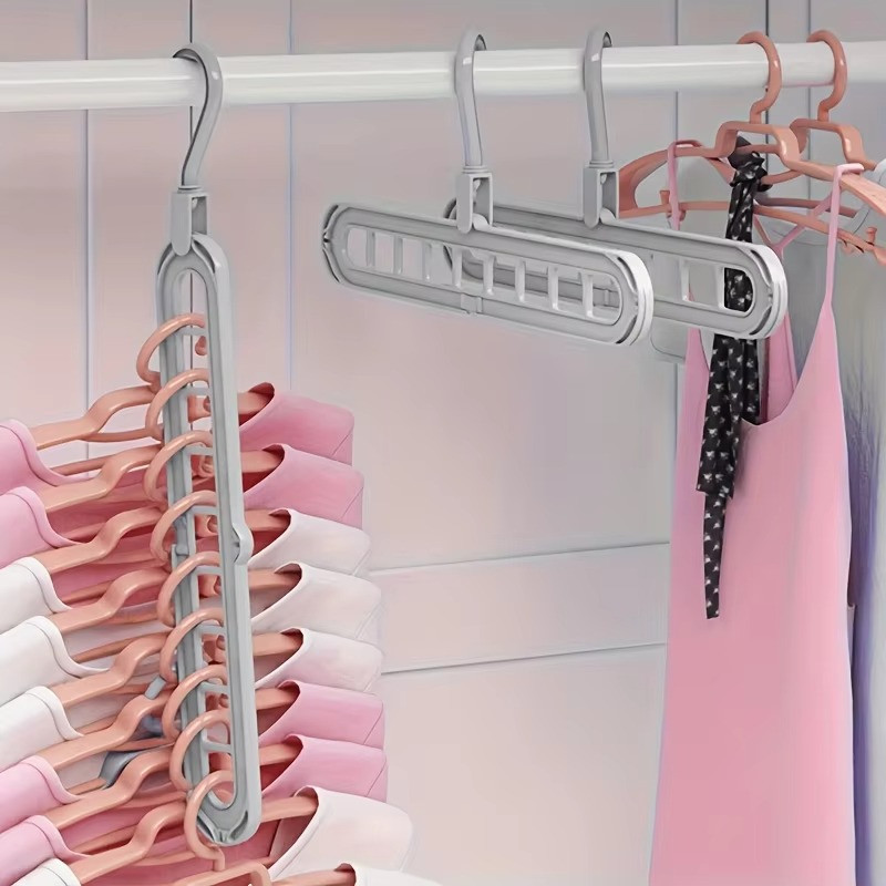 3pcs, Plastic 9-Hole Foldable Hangers, Heavy Duty Space Saving Clothes Organizer
